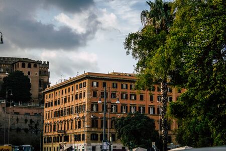 Rome Italy October 18, 2019 View of historical building in the streets of Rome in the afternoonの写真素材