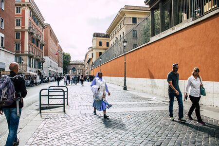 Rome Italy October 18, 2019 View of unknowns people walking in the streets of Rome in the afternoonの写真素材