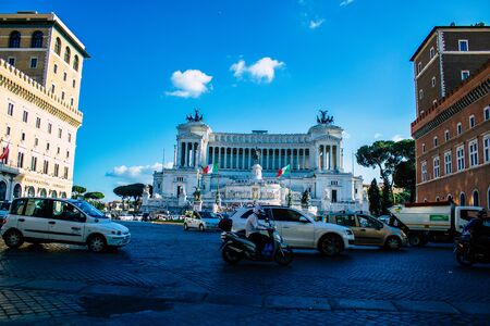 Rome Italy October 18, 2019 View of historical building in the streets of Rome in the afternoonの写真素材