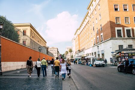 Rome Italy October 18, 2019 View of unknowns people walking in the streets of Rome in the afternoonの写真素材
