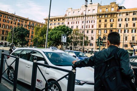 Rome Italy October 18, 2019 View of unknowns people walking in the streets of Rome in the afternoonの写真素材