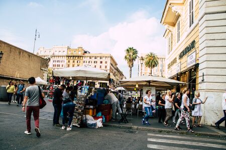 Rome Italy October 18, 2019 View of unknowns people walking in the streets of Rome in the afternoonの写真素材