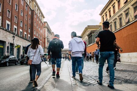 Rome Italy October 18, 2019 View of unknowns people walking in the streets of Rome in the afternoonの写真素材