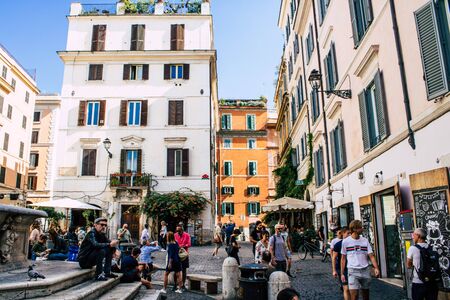 Rome Italy October 18, 2019 View of unknowns people walking in the streets of Rome in the afternoon