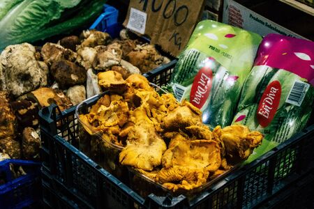 Rome Italy October 18, 2019 Closeup of various vegetables sold at the Triomphale market place in Rome in the afternoonの写真素材