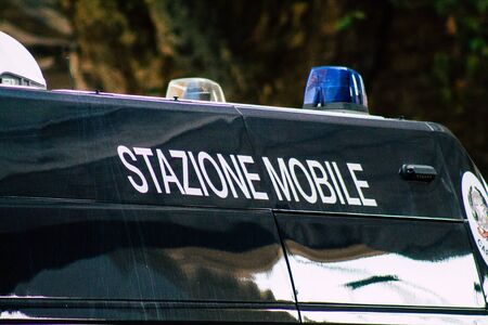 Rome Italy October 18, 2019 View of an Italian police car parked in the streets of Rome in the...
