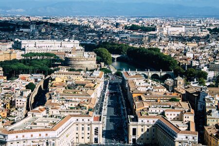 Vatican City Italy October 18, 2019 Cityscape of Rome from the St Peterâs Basilica, located in the Vatican City in the afternoonの写真素材