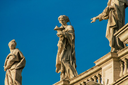 Vatican City Italy October 18, 2019 View of marble statues located at the St Peter's Basilica square in the Vatican City in the afternoonのeditorial素材
