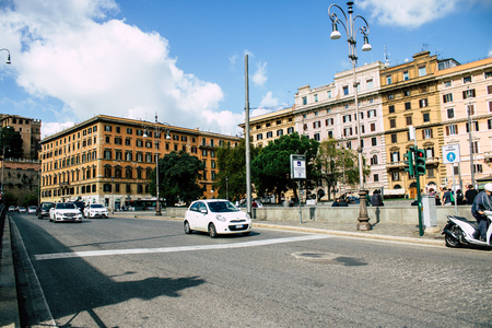 Rome Italy October 18, 2019 View of a traditional Italian taxi rolling through the streets of Rome in the eveningのeditorial素材