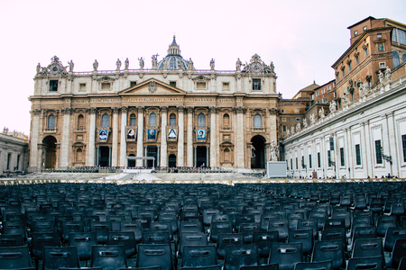 Vatican City, Italy October 18, 2019 View of the St Peter's Basilica in the Vatican City in the eveningのeditorial素材
