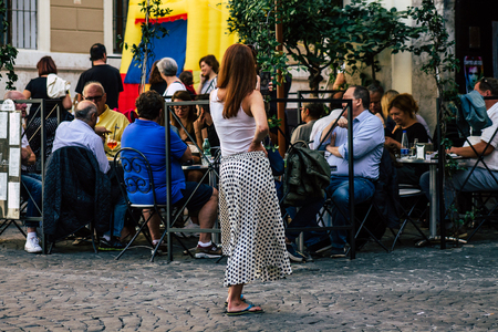 Rome Italy October 18, 2019 View of unknowns people walking in the streets of Rome near Vatican city in the afternoonのeditorial素材