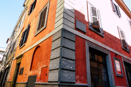 Sutri Italy September 27, 2019 View of buildings in the streets of the medieval town of Sutriのeditorial素材
