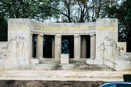 Reims France October 25 Closeup of the monument to the dead of the second world war of the city of Reimsのeditorial素材