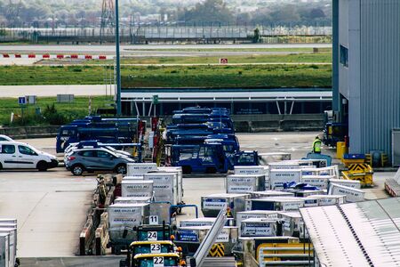 Paris France October 20, 2019 View of the international airport of Charles de Gaulle near Paris in...
