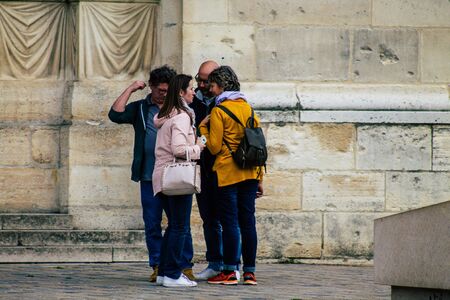 Reims France October 26, 2019 View of unknown people walking in the streets of Reims in the afternoonのeditorial素材