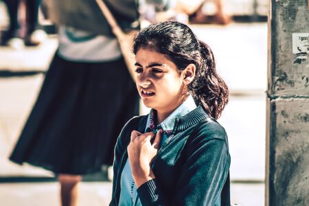 Jerusalem Israel October 06, 2019 View of unknowns religious teen having fun front the Western wall...