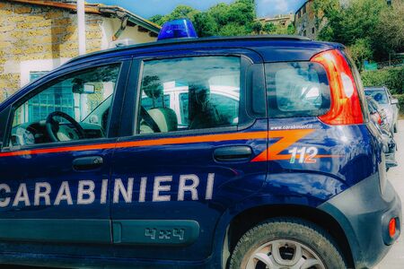 Rome Italy September 25, 2019 View of a Carabinieri police car parked in the streets of Rome in the morningの写真素材