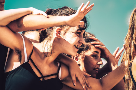 Rome Italy September 29, 2019 Celebrations of the 150th anniversary of the Italian gymnastics federation, public demonstration of young gymnasts in the streets of Rome near the Coliseumのeditorial素材