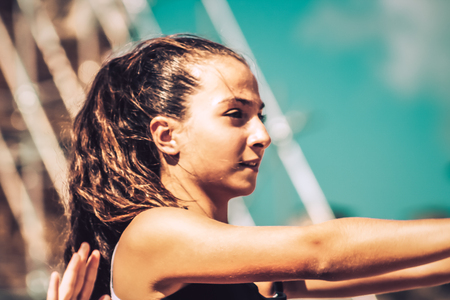 Rome Italy September 29, 2019 Celebrations of the 150th anniversary of the Italian gymnastics federation, public demonstration of young gymnasts in the streets of Rome near the Coliseumのeditorial素材