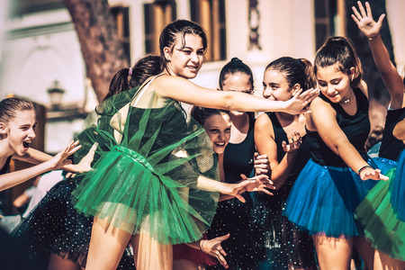 Rome Italy September 29, 2019 Celebrations of the 150th anniversary of the Italian gymnastics federation, public demonstration of young gymnasts in the streets of Rome near the Coliseumのeditorial素材