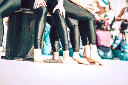Rome Italy September 29, 2019 Celebrations of the 150th anniversary of the Italian gymnastics federation, public demonstration of young gymnasts in the streets of Rome near the Coliseumのeditorial素材