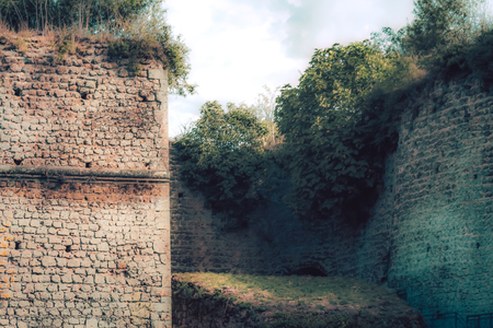 Nepi Italy September 25, 2019 View of the old fortification of the medieval city of Nepi near Rome in the afternoonのeditorial素材