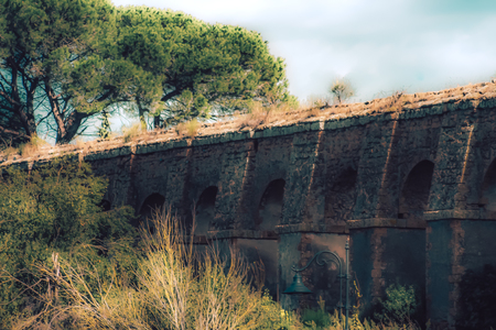 Nepi Italy September 25, 2019 View of the old fortification of the medieval city of Nepi near Rome in the afternoonのeditorial素材