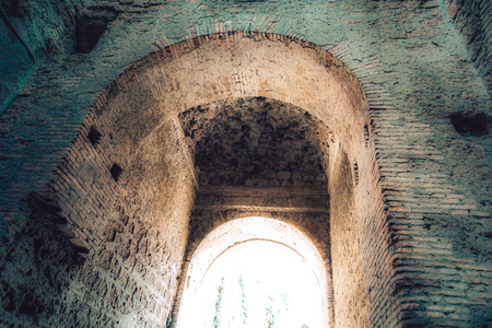 Nepi Italy September 25, 2019 View of the old fortification of the medieval city of Nepi near Rome in the afternoonのeditorial素材