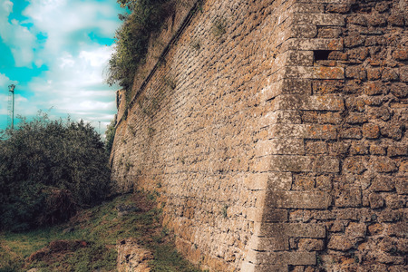 Nepi Italy September 25, 2019 View of the old fortification of the medieval city of Nepi near Rome in the afternoonのeditorial素材