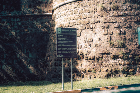 Nepi Italy September 25, 2019 View of the old fortification of the medieval city of Nepi near Rome in the afternoonのeditorial素材
