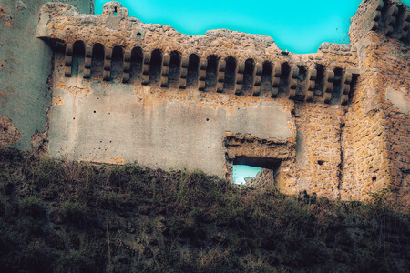 Nepi Italy September 25, 2019 View of the old fortification of the medieval city of Nepi near Rome in the afternoonのeditorial素材