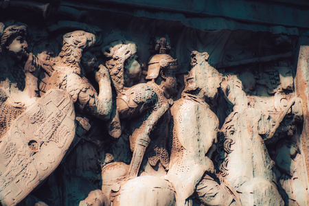 Rome Italy September 29, 2019 View of the Arch of Constantine, a massive triumphal arch built to celebrate Emperor Constantine located front the Coliseum in Romeのeditorial素材