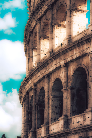 Rome Italy September 29, 2019 View of the Arch of Constantine, a massive triumphal arch built to celebrate Emperor Constantine located front the Coliseum in Romeのeditorial素材
