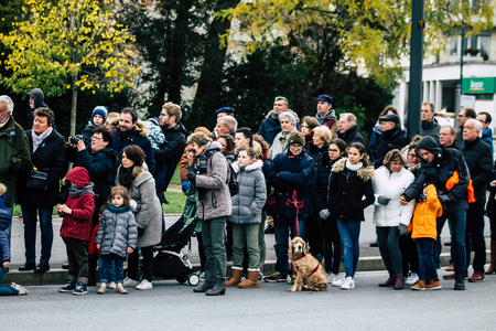 Reims France November 11, 2019 View of unknown people participating in the commemoration ceremony of the Armistice in the morning in Reimsのeditorial素材