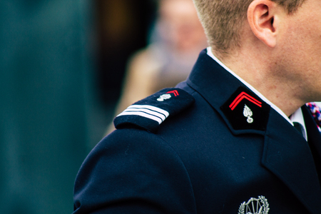 Reims France November 11, 2019 View of soldiers participating in the commemoration ceremony of the Armistice in the morning in Reimsのeditorial素材