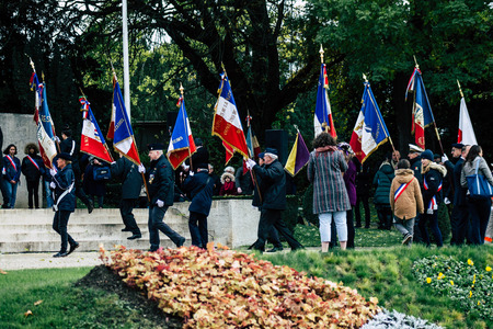 Reims France November 11, 2019 View of Veterans participating in the Armistice Commemoration Ceremony in the morning in Reimsのeditorial素材