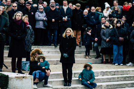 Reims France November 11, 2019 View of unknown people participating in the commemoration ceremony of the Armistice in the morning in Reimsのeditorial素材