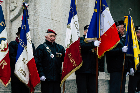 Reims France November 11, 2019 View of Veterans participating in the Armistice Commemoration Ceremony in the morning in Reimsのeditorial素材