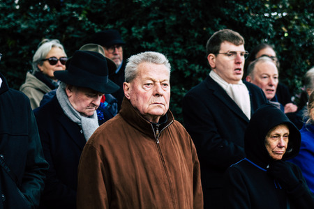 Reims France November 11, 2019 View of unknown people participating in the commemoration ceremony of...