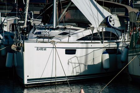 Tel Aviv Israel December 04, 2019 View of boat in the marina of Tel Aviv in the afternoon