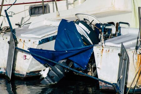 Tel Aviv Israel December 04, 2019 View of boat in the marina of Tel Aviv in the afternoonの写真素材