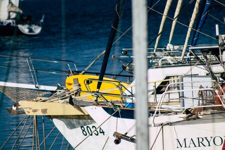 Tel Aviv Israel December 04, 2019 View of boat in the marina of Tel Aviv in the afternoonの写真素材