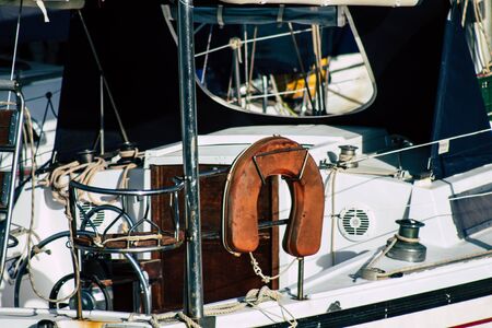 Tel Aviv Israel December 04, 2019 View of boat in the marina of Tel Aviv in the afternoon