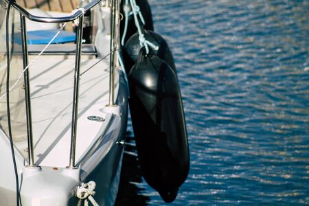 Tel Aviv Israel December 04, 2019 View of boat in the marina of Tel Aviv in the afternoonの写真素材