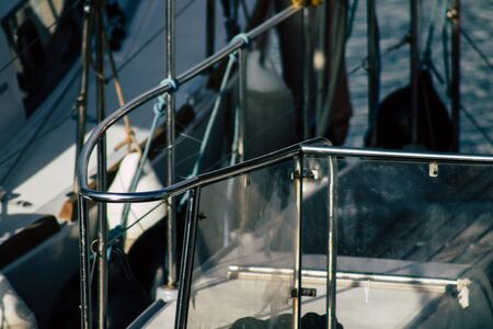 Tel Aviv Israel December 04, 2019 View of boat in the marina of Tel Aviv in the afternoon