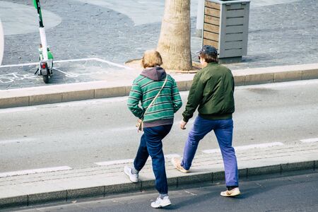 Tel Aviv Israel December 07, 2019 View of unknown people walking in the streets of Tel Aviv in the afternoonの写真素材