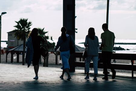 Tel Aviv Israel December 04, 2019 View of unknowns people walking in the streets of Tel Aviv in the afternoonの写真素材
