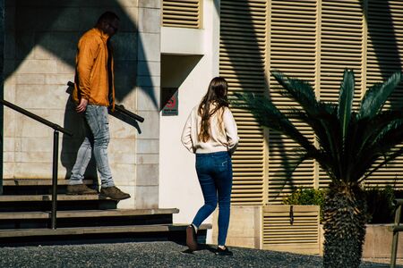 Tel Aviv Israel December 07, 2019 View of unknown people walking in the streets of Tel Aviv in the...