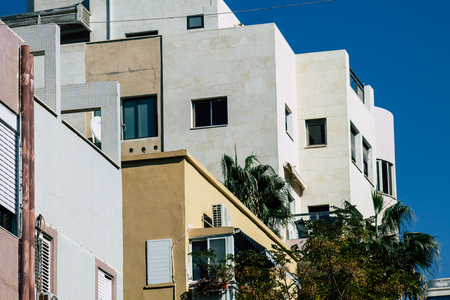 Tel Aviv Israel December 01, 2019  View of the facade of a modern building in the streets of Tel Aviv in the afternoonのeditorial素材