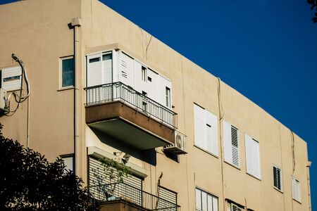 Tel Aviv Israel December 10, 2019  View of the facade of a modern building in the streets of Tel Aviv in the afternoonの写真素材